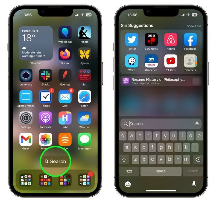 凌河苹果手机维修分享升级到 iOS 16 后，如何删除主屏幕上的搜索按钮 