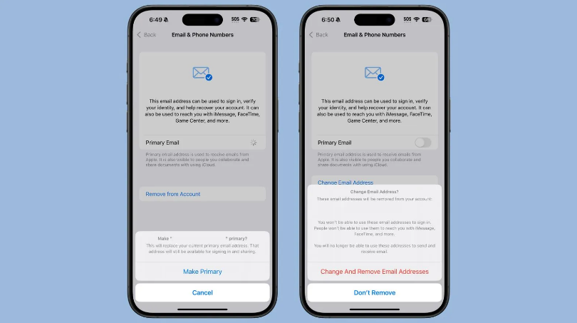 凌河苹果手机维修分享苹果 iOS 18.1 支持设置“主要”邮箱地址并更改 iCloud 邮箱 
