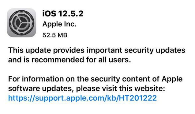 凌河苹果手机维修分享iOS12.5.2发布，建议所有老苹果用户安装 